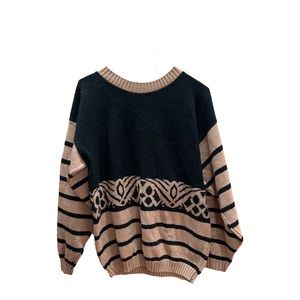 Vintage 80’s Sweater Black & Tan Acrylic Sweater